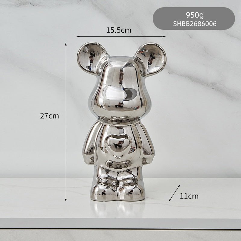 Vivolux | Bunte Keramikbären-Skulptur und Statue Sparschwein Schreibtischornament
