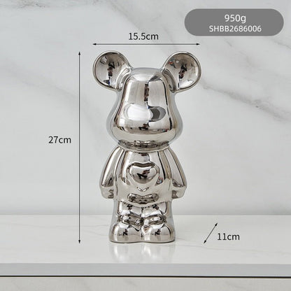 Vivolux | Bunte Keramikbären-Skulptur und Statue Sparschwein Schreibtischornament
