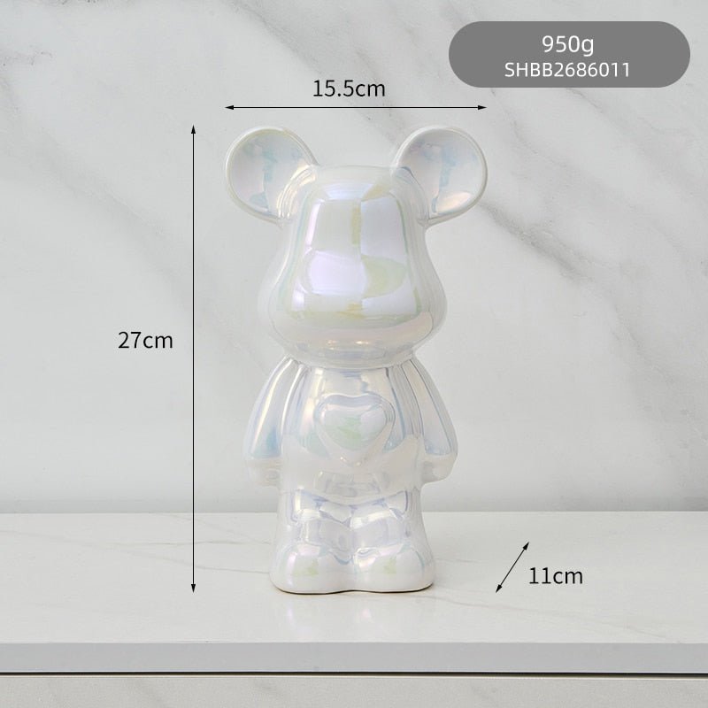 Vivolux | Bunte Keramikbären-Skulptur und Statue Sparschwein Schreibtischornament