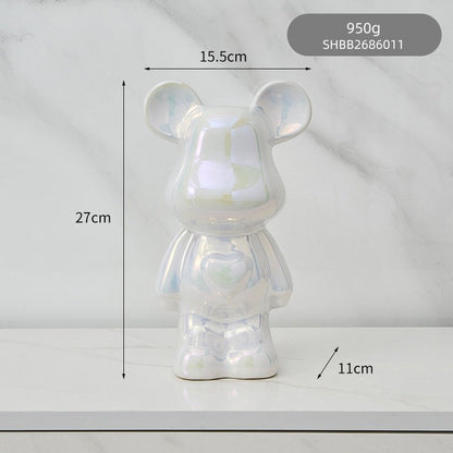Vivolux | Bunte Keramikbären-Skulptur und Statue Sparschwein Schreibtischornament