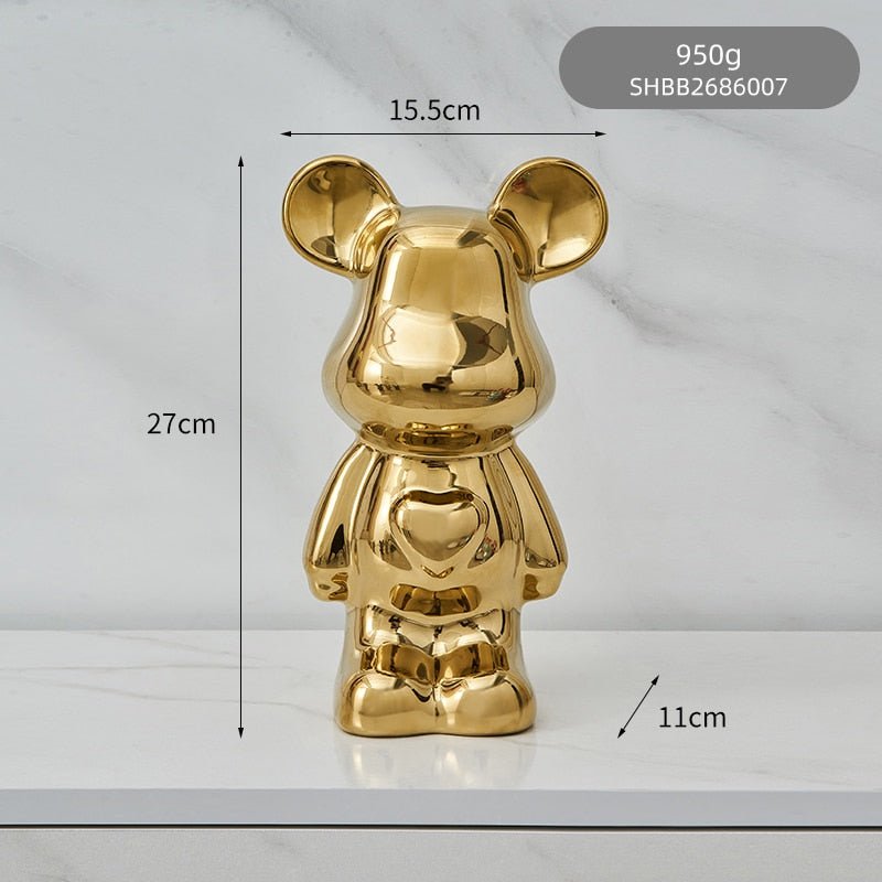 Vivolux | Bunte Keramikbären-Skulptur und Statue Sparschwein Schreibtischornament