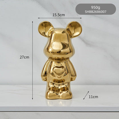 Vivolux | Bunte Keramikbären-Skulptur und Statue Sparschwein Schreibtischornament