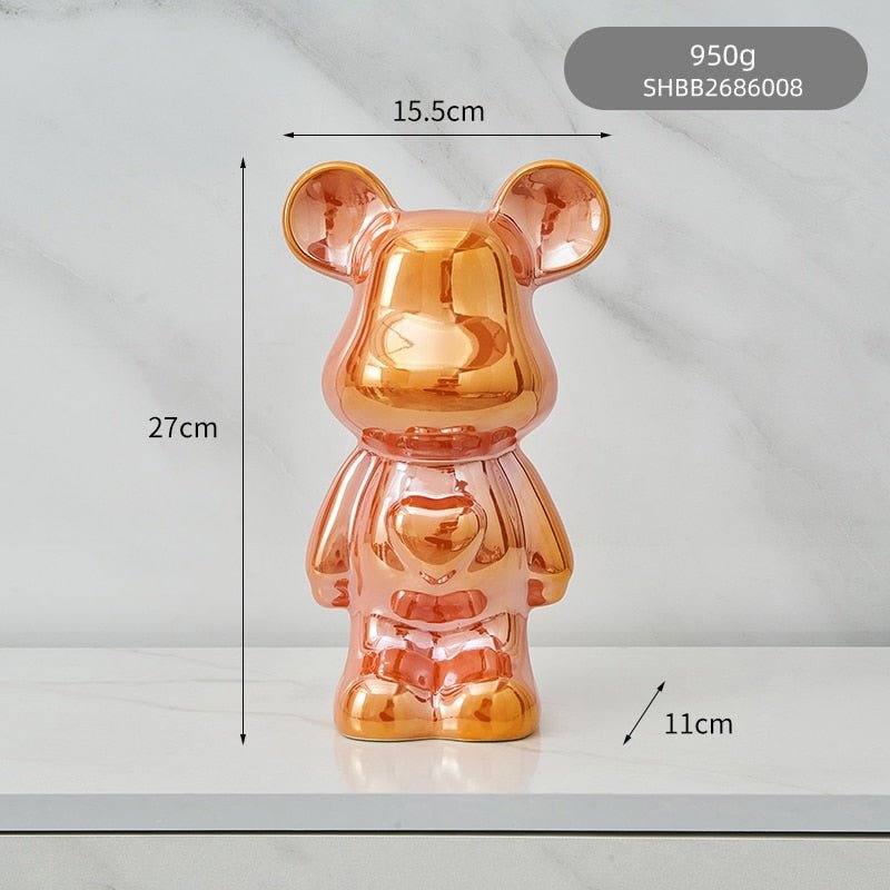 Vivolux | Bunte Keramikbären-Skulptur und Statue Sparschwein Schreibtischornament