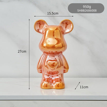 Vivolux | Bunte Keramikbären-Skulptur und Statue Sparschwein Schreibtischornament