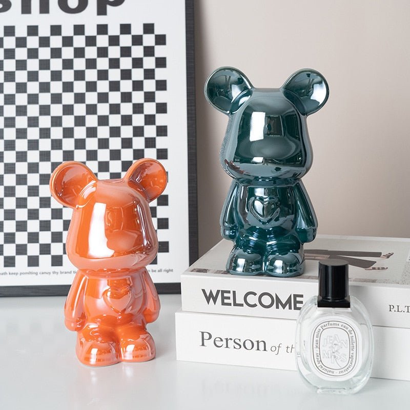 Vivolux | Bunte Keramikbären-Skulptur und Statue Sparschwein Schreibtischornament
