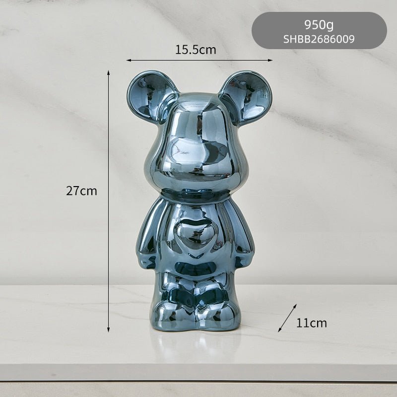 Vivolux | Bunte Keramikbären-Skulptur und Statue Sparschwein Schreibtischornament