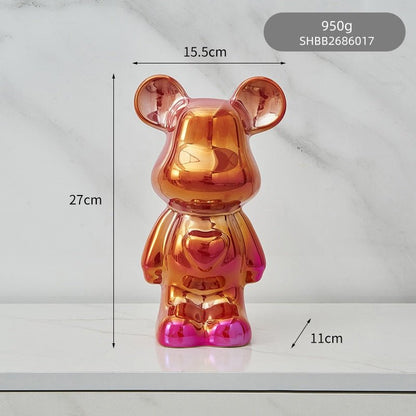 Vivolux | Bunte Keramikbären-Skulptur und Statue Sparschwein Schreibtischornament