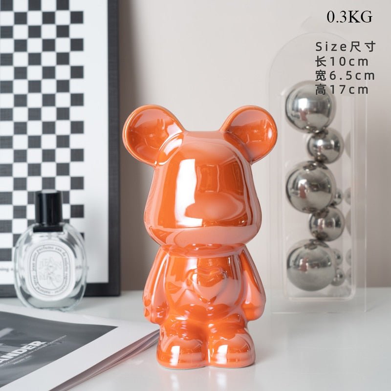 Vivolux | Bunte Keramikbären-Skulptur und Statue Sparschwein Schreibtischornament