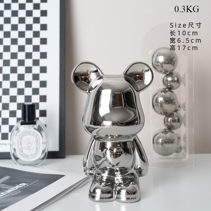 Vivolux | Bunte Keramikbären-Skulptur und Statue Sparschwein Schreibtischornament