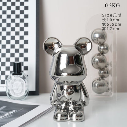 Vivolux | Bunte Keramikbären-Skulptur und Statue Sparschwein Schreibtischornament