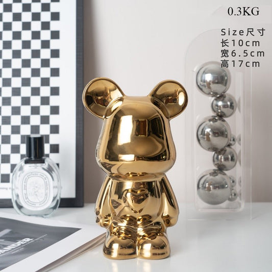 Vivolux | Bunte Keramikbären-Skulptur und Statue Sparschwein Schreibtischornament