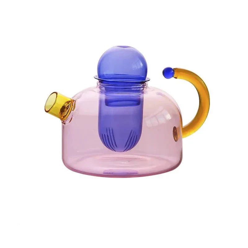 Kontrastierende Farbtransparente Teekanne & Becherset