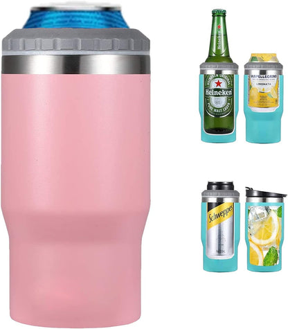 Vivolux | 4 in 1 Edelstahl Dose-/Flaschenisolator, 14Oz Zwei-Wege-Deckel SUS Isolierte Dose Kühler, Bierflaschenhalter (Schwarz)