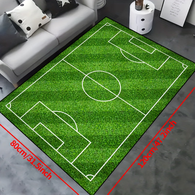 Vivolux | Fußballfeld Muster Teppich - rutschfester waschbarer Lounge-Matten für Wohnzimmer, Schlafzimmer, Garten oder Gaming-Zimmer