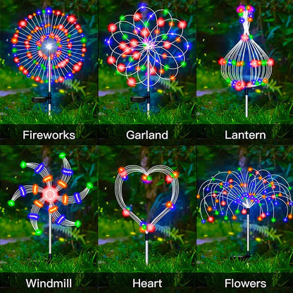 Vivolux | 4 Stück Solar Feuerwerk Gartenlampen - Wetterfeste LED Dekorationsbeleuchtung, Solarenergie für Garten und Patio