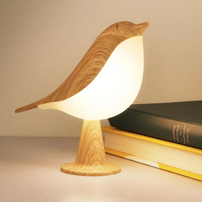 Vivolux | Touch-Control Holzvogel Nachtlicht - Wiederaufladbare LED Nachttischlampe