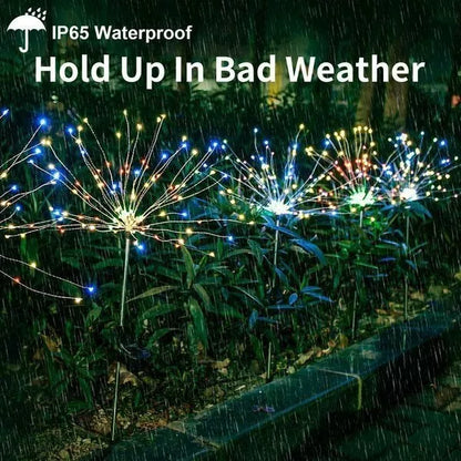 Vivolux | 4 Stück Solar Feuerwerk Gartenlampen - Wetterfeste LED Dekorationsbeleuchtung, Solarenergie für Garten und Patio