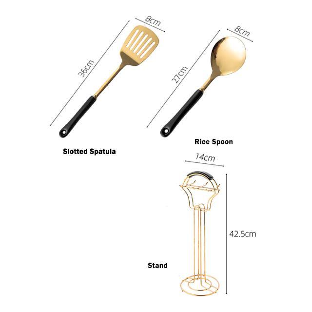 Vivolux | Goldene Küchenutensilien mit Ständer