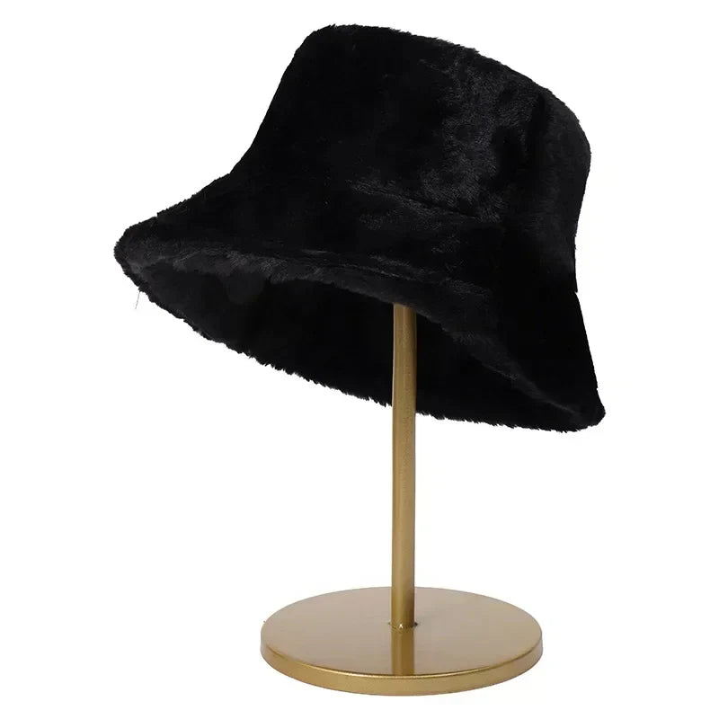 Warme Herbst Bucket Hat aus Kaninchenfell für Damen - Lorna