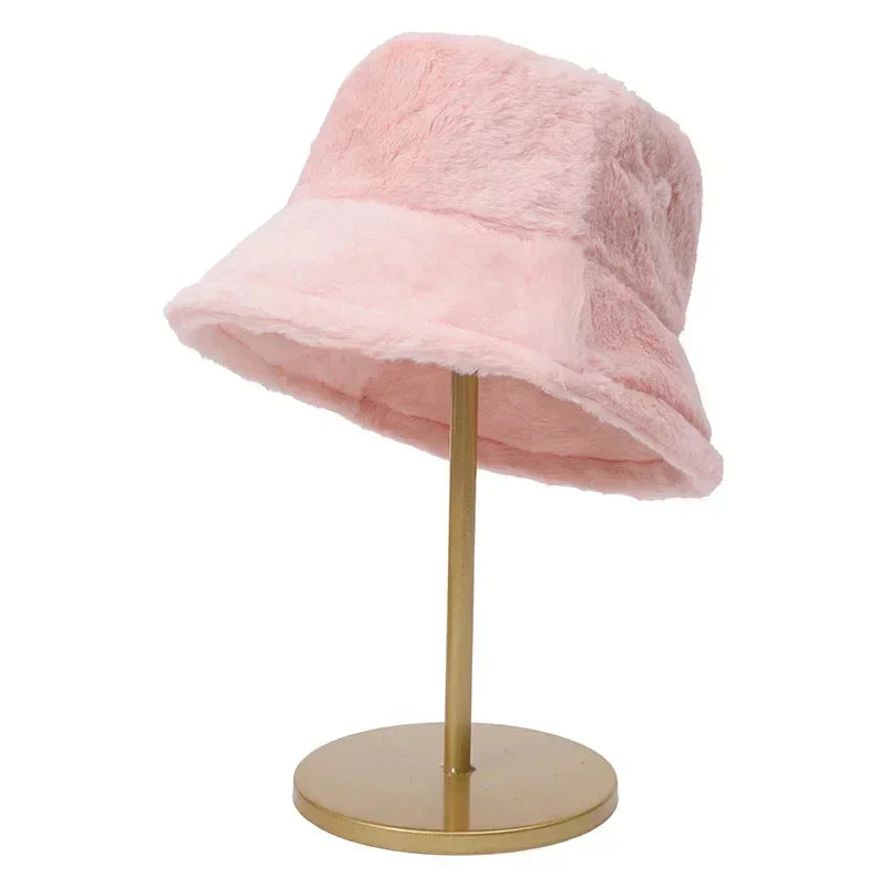 Warme Herbst Bucket Hat aus Kaninchenfell für Damen - Lorna