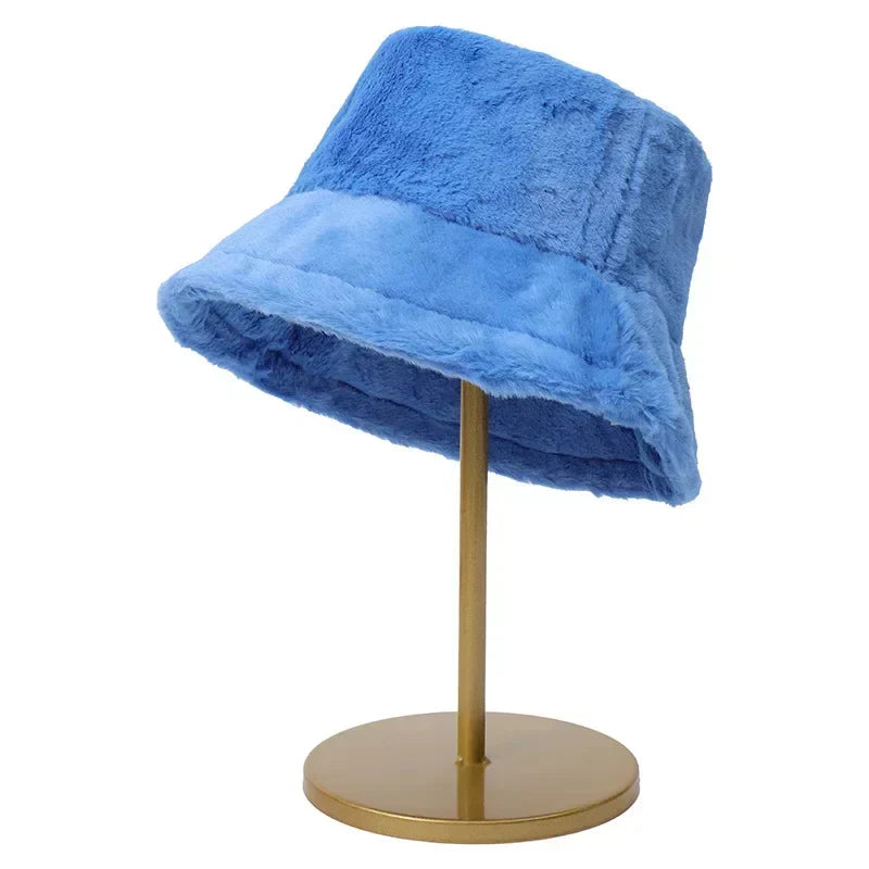 Warme Herbst Bucket Hat aus Kaninchenfell für Damen - Lorna
