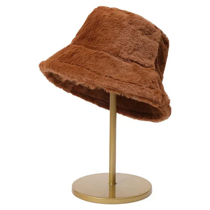 Warme Herbst Bucket Hat aus Kaninchenfell für Damen - Lorna