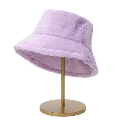 Warme Herbst Bucket Hat aus Kaninchenfell für Damen - Lorna