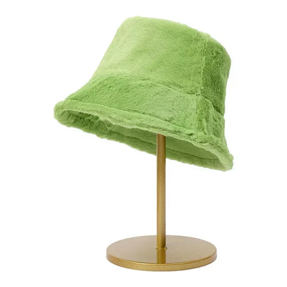 Warme Herbst Bucket Hat aus Kaninchenfell für Damen - Lorna