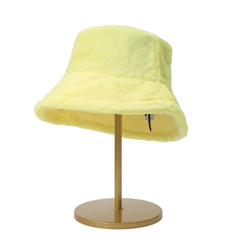 Warme Herbst Bucket Hat aus Kaninchenfell für Damen - Lorna