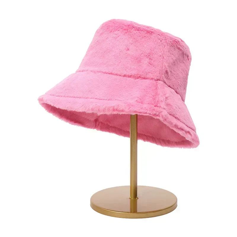 Warme Herbst Bucket Hat aus Kaninchenfell für Damen - Lorna
