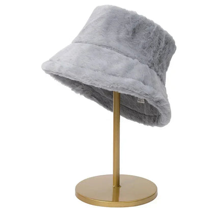 Warme Herbst Bucket Hat aus Kaninchenfell für Damen - Lorna