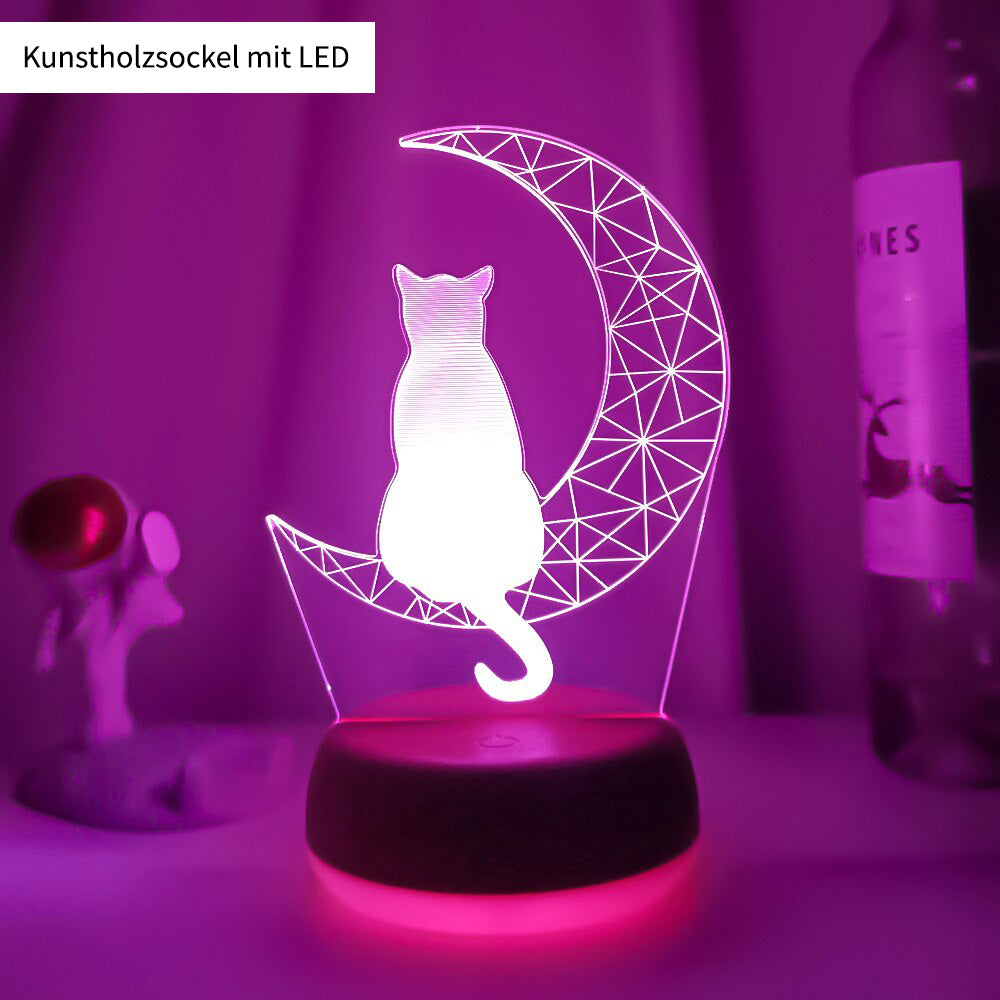 3D Mond Katze LED Nachtlicht