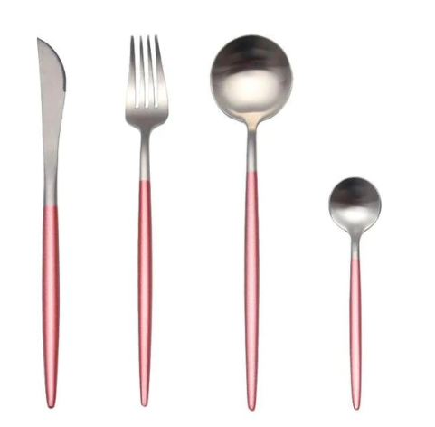 LUXURIÖSES EDELSTAHL-24-TEILIGES GOLD-SILBER-BESTECK-SET