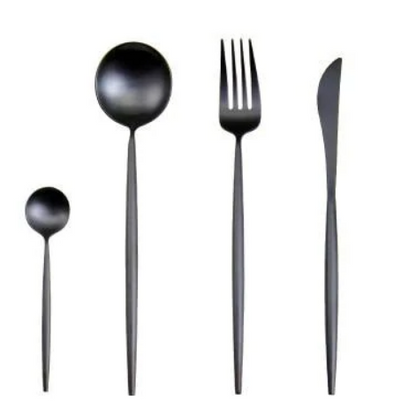 LUXURIÖSES EDELSTAHL-24-TEILIGES GOLD-SILBER-BESTECK-SET