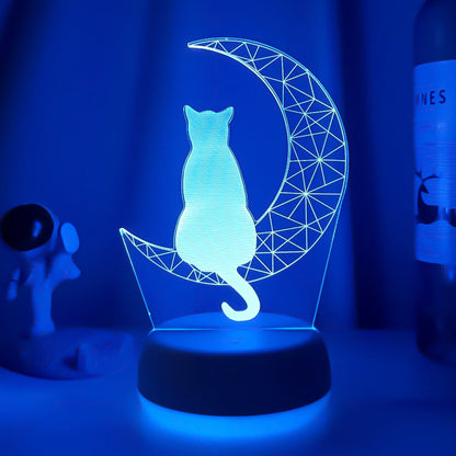 3D Mond Katze LED Nachtlicht