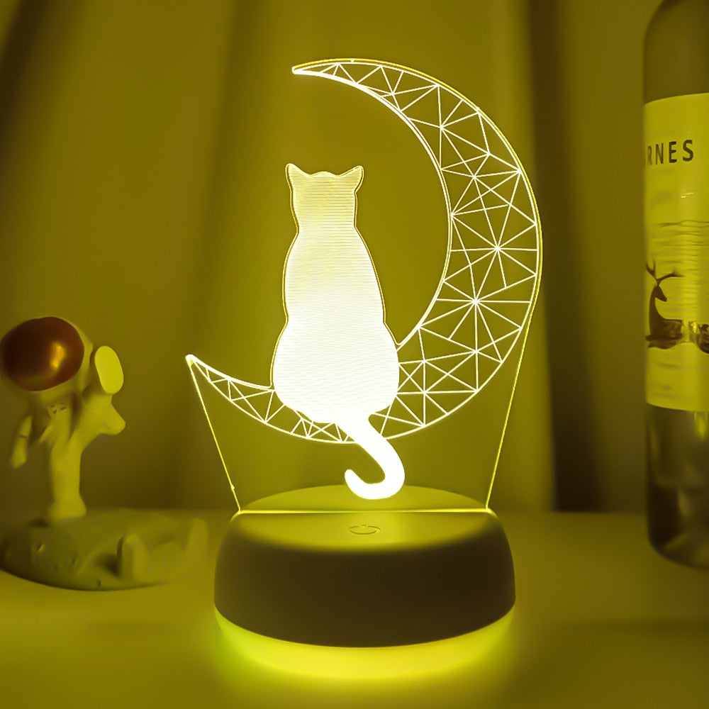 3D Mond Katze LED Nachtlicht