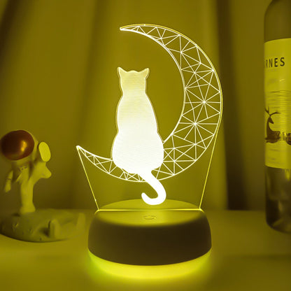 3D Mond Katze LED Nachtlicht