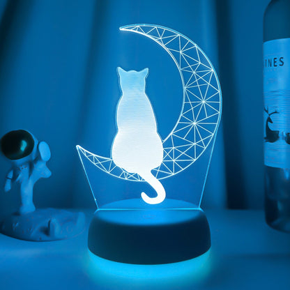 3D Mond Katze LED Nachtlicht