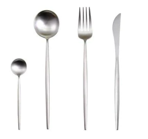 LUXURIÖSES EDELSTAHL-24-TEILIGES GOLD-SILBER-BESTECK-SET