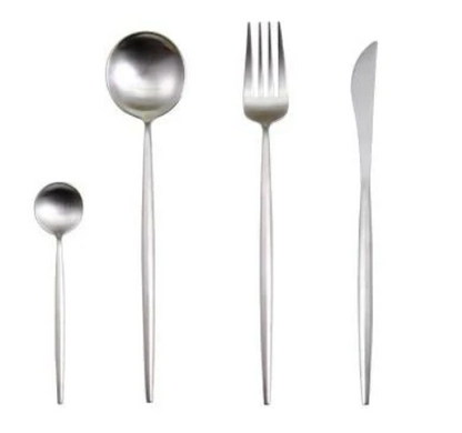 LUXURIÖSES EDELSTAHL-24-TEILIGES GOLD-SILBER-BESTECK-SET