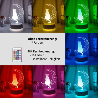 3D Mond Katze LED Nachtlicht