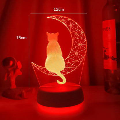 3D Mond Katze LED Nachtlicht