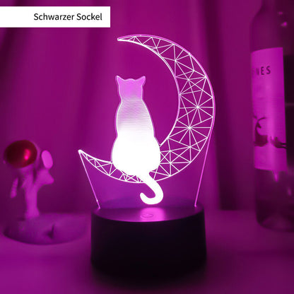 3D Mond Katze LED Nachtlicht