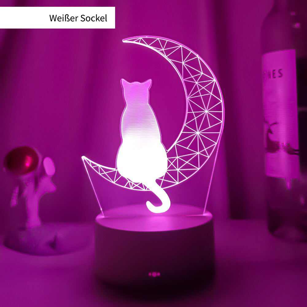 3D Mond Katze LED Nachtlicht