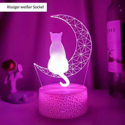 3D Mond Katze LED Nachtlicht