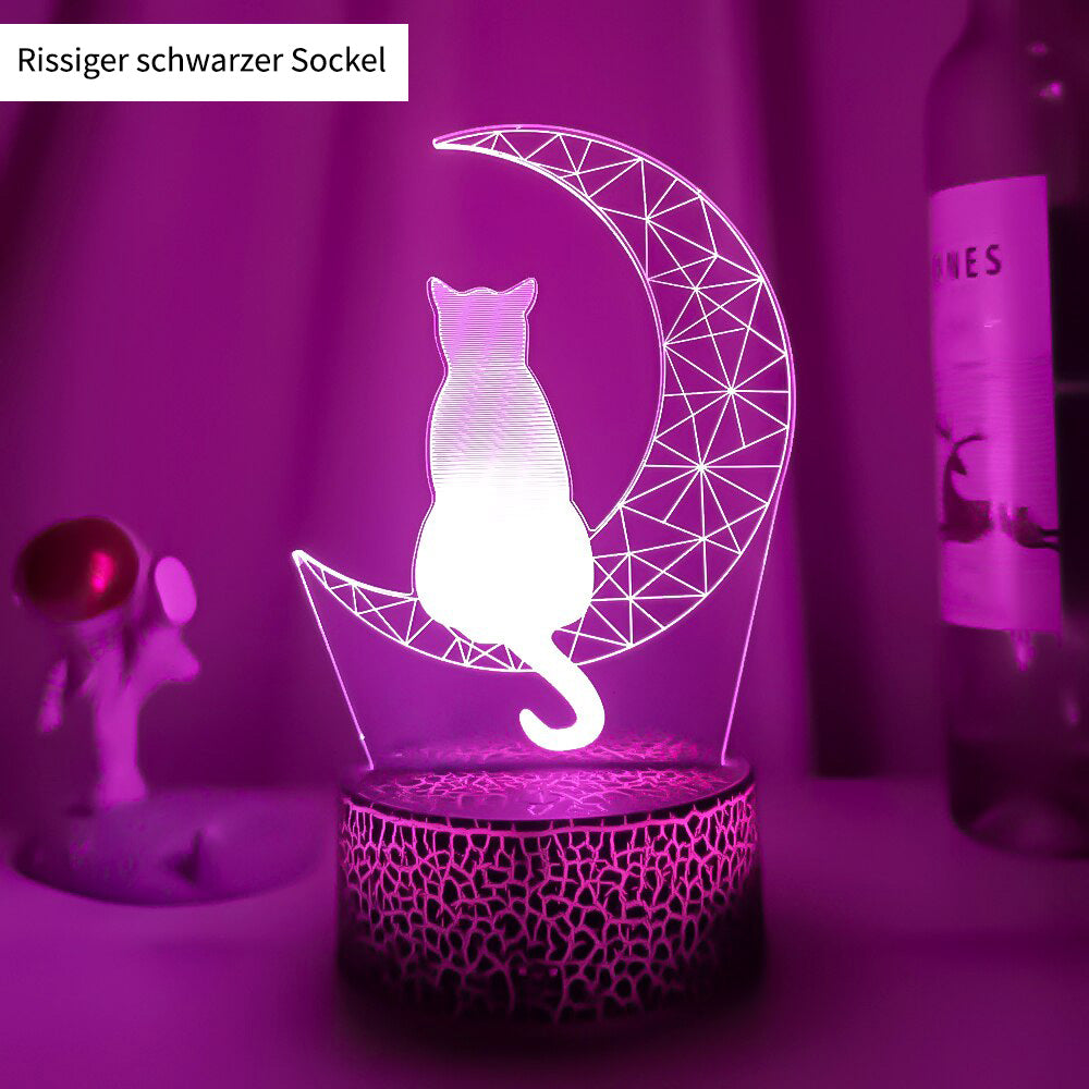 3D Mond Katze LED Nachtlicht