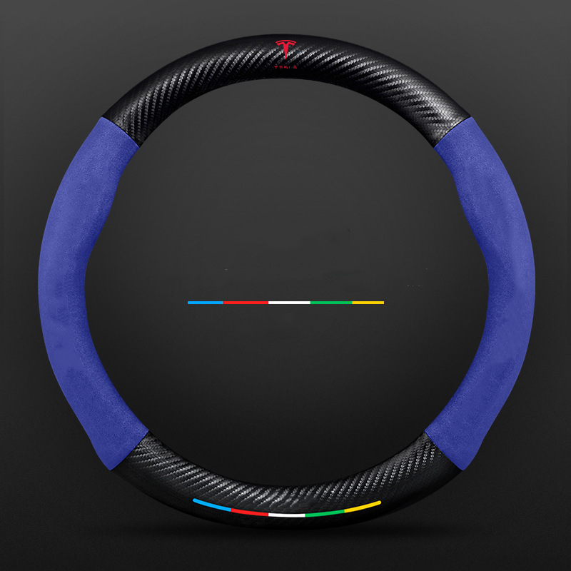 Anti-Rutsch 3D Prägung Kohlefaser Leder Auto Lenkradbezug Universelle Passform