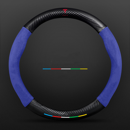 Anti-Rutsch 3D Prägung Kohlefaser Leder Auto Lenkradbezug Universelle Passform