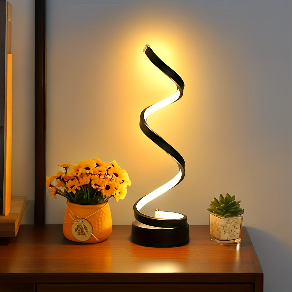 Vivolux | Moderne Spiral Tischlampe – Kreative LED Schreibtischlampe mit sanftem warmem Licht, perfekt für Schlafzimmer, Wohnzimmer und Studien Dekor