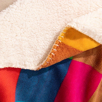Vivolux | Korallfleece-Decke – Wendbare dicke Sherpa-Decke mit buntem kariertem Muster